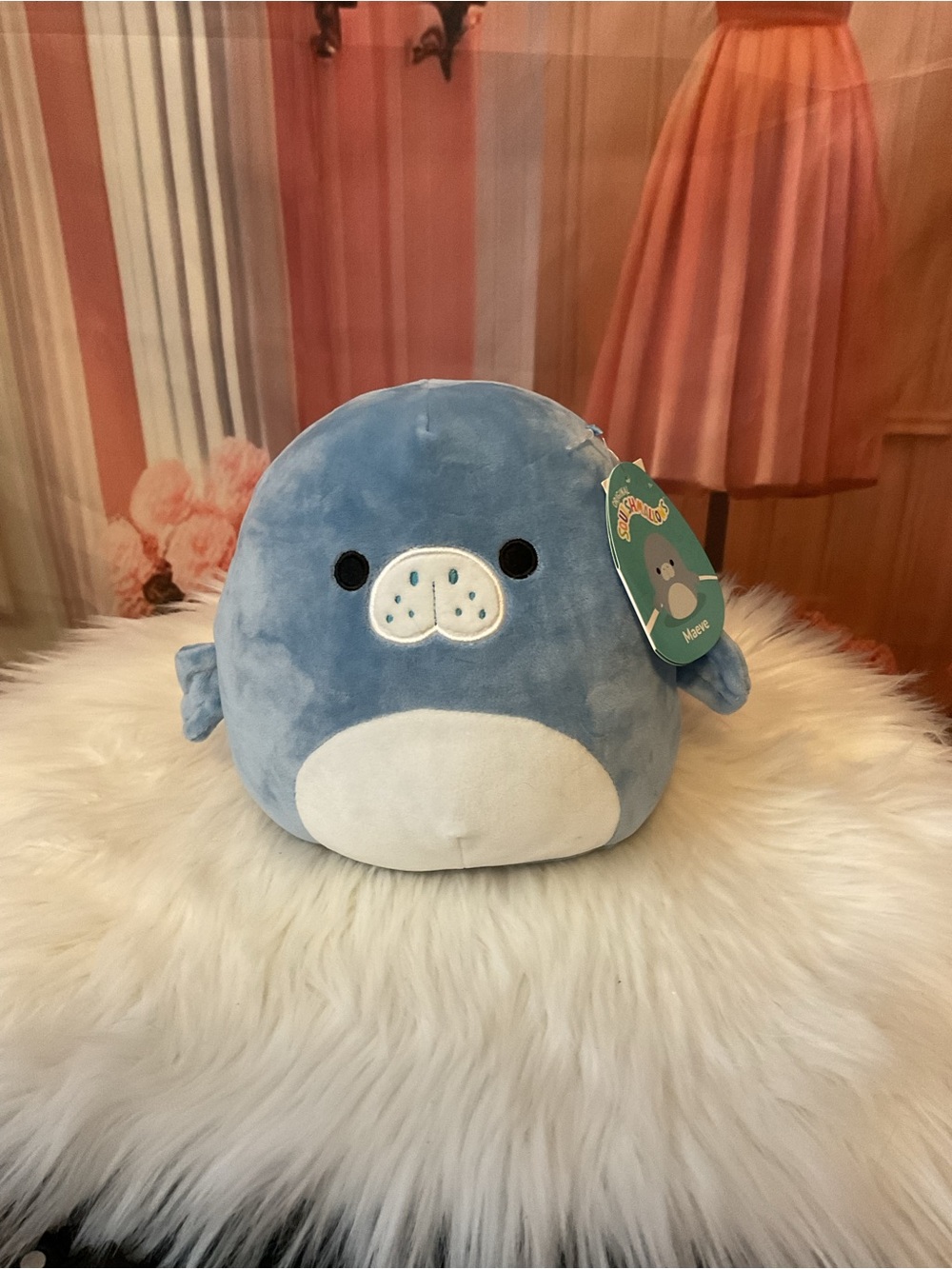 Squishmallows Blue Seal Plush Pillow - Soft Light Blue with White Belly